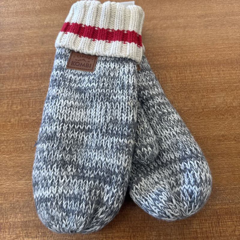 Kombi - Knit Mitts - MSRP $: Grey/White/Red-unisex-