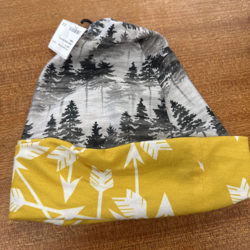 Forest Pattern Beanie: Gray, Yellow-unisex-