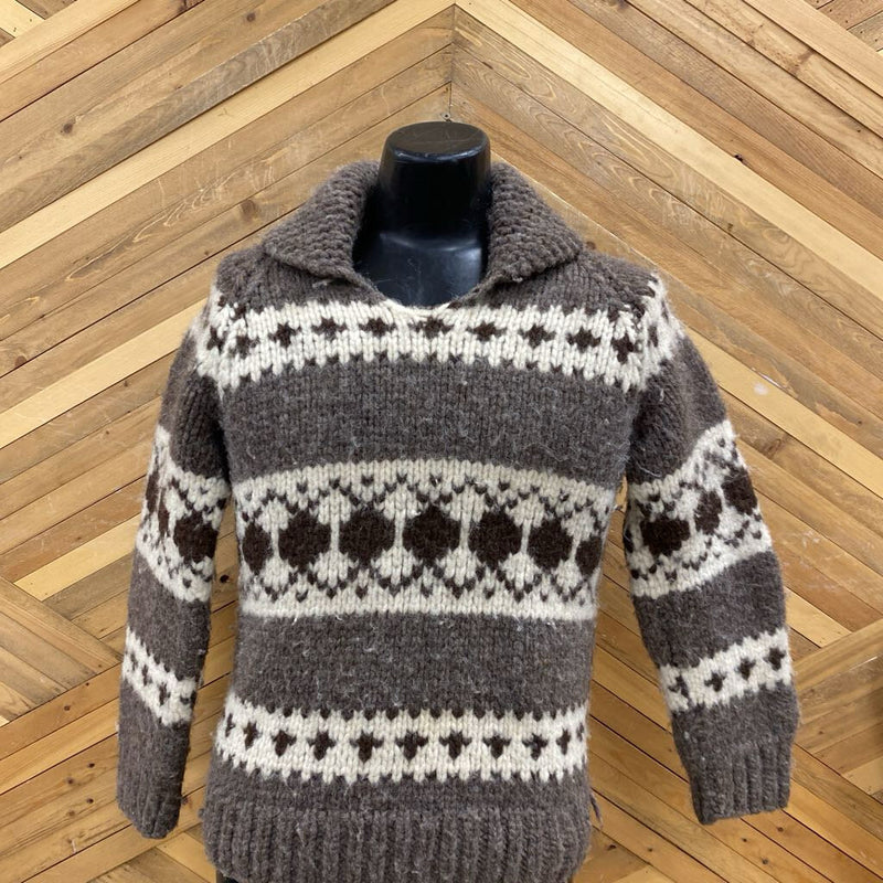 Tuak - Knit Sweater : Brown/White-unisex-