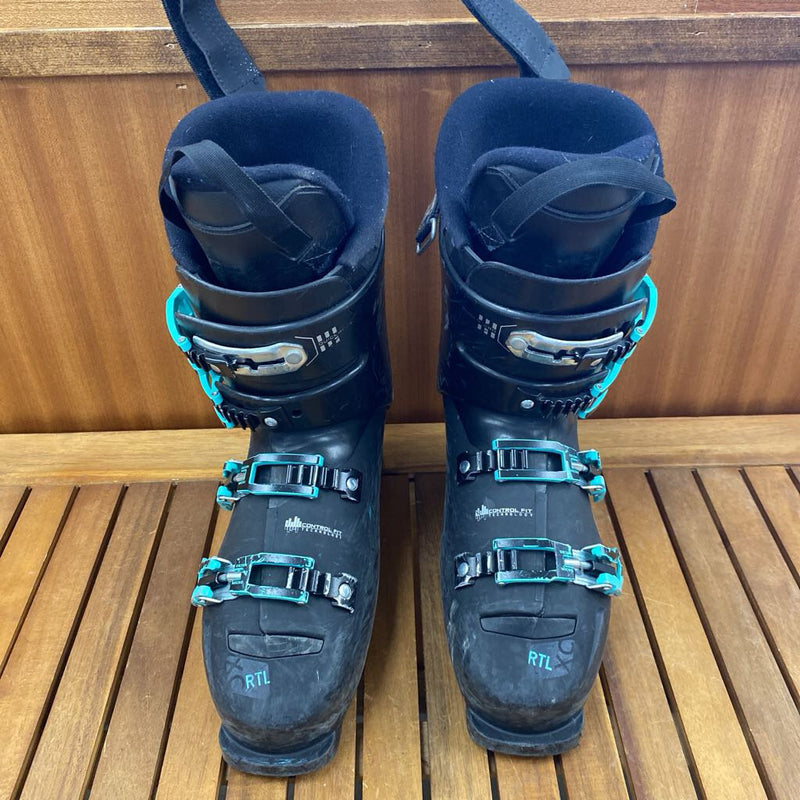 Lange - XC RTL Downhill Ski Boots: Black/Teal Blue--26.5