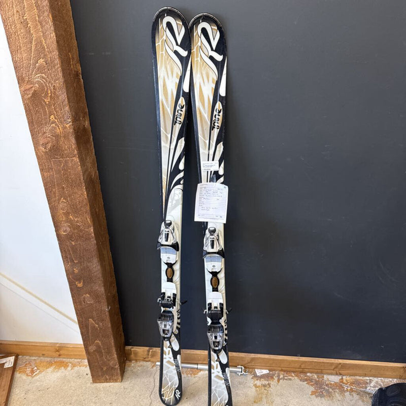K2 T NINE Downhill Skis with Marker Bindings MSRP $: white/gold/black--156