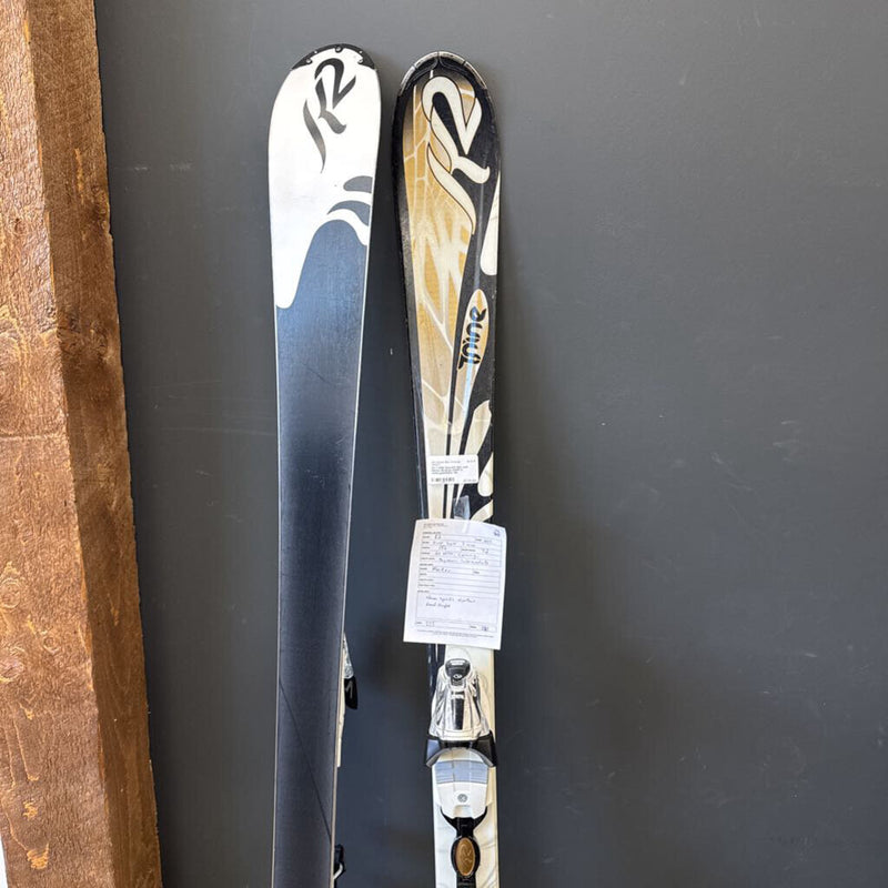K2 T NINE Downhill Skis with Marker Bindings MSRP $: white/gold/black--156