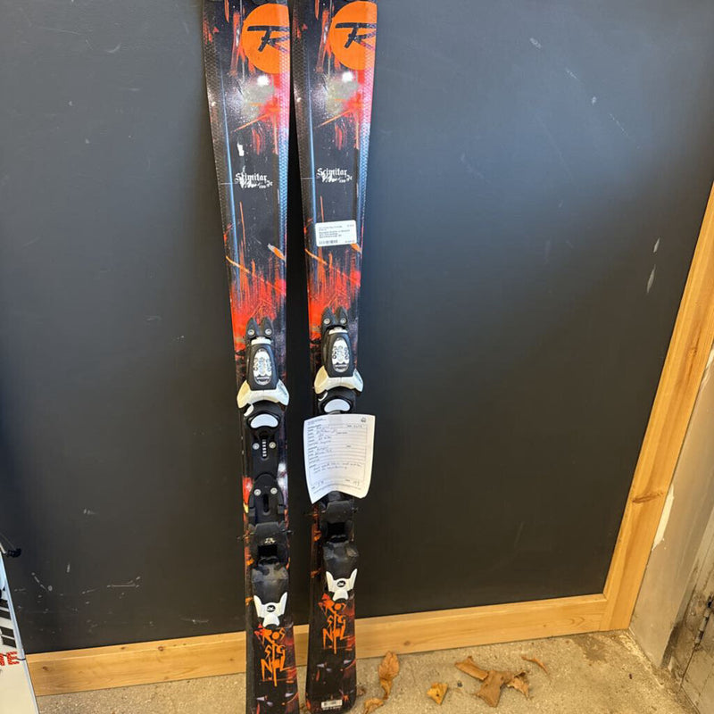 Rossignol Scimitar Jr Downhill SKis with bindings: Black/Red/Orange--120