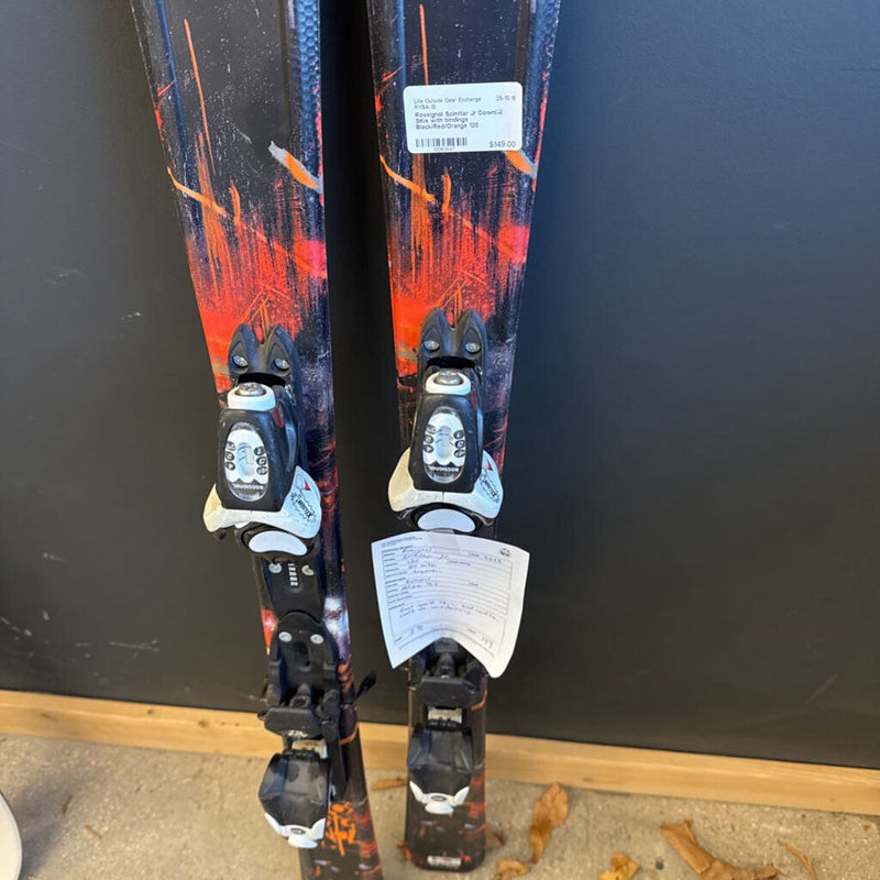 Rossignol Scimitar Jr Downhill SKis with bindings: Black/Red/Orange--120