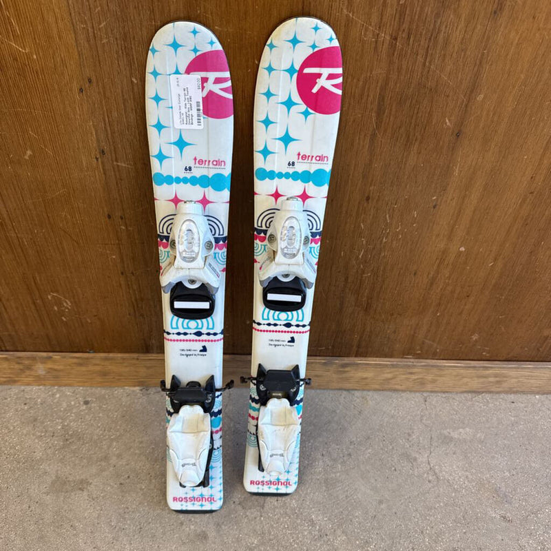 Rossignol - Kids Terrain 68 Downhill Skis - Look Team4 Bindings - MSRP $180: White/Blue/Pink--68cm
