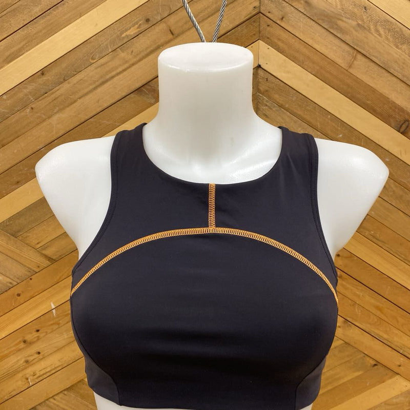 Lululemon - High Neck Sports Bra - MSRP $: Black/Orange-women-