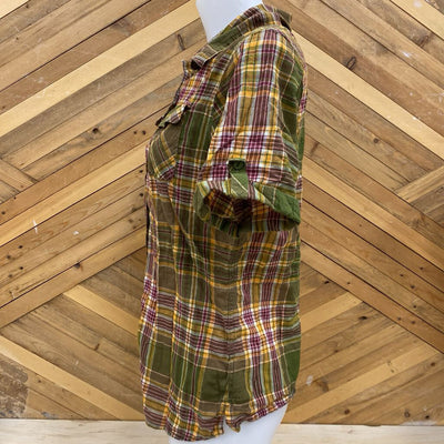 Outdoor Research - Women's Melio Button-Down S/S Shirt - MSRP comp $90: Green/Yellow/Red-women-LG