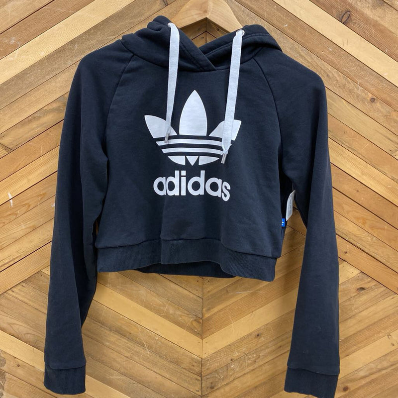 Adidas - Youth Cropped Hoodie - MSRP $55: Black-children-SM