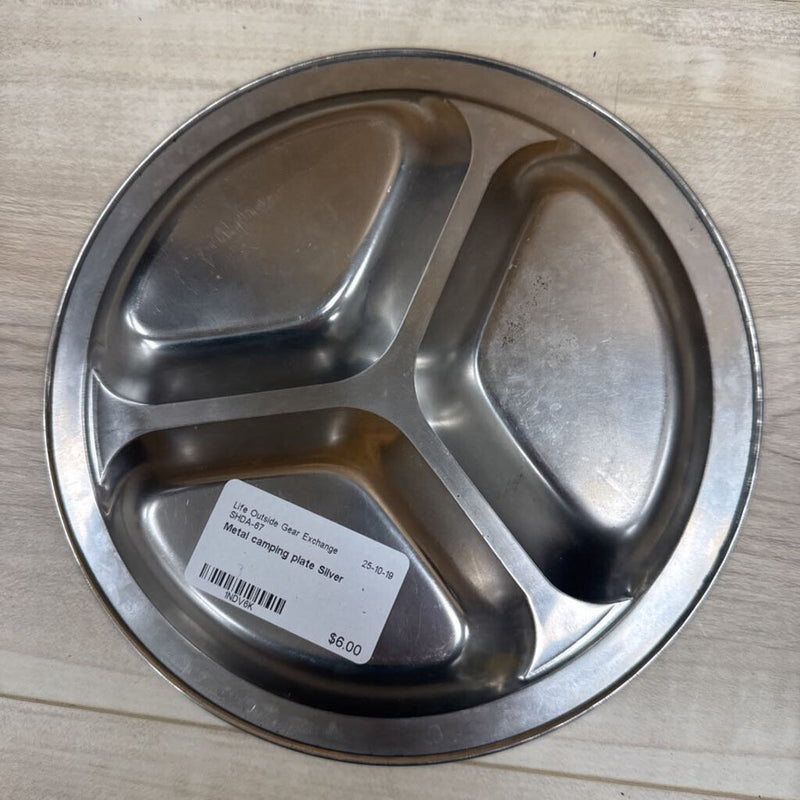 Metal camping plate: Silver --