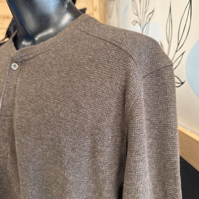 Eddie Bauer - Men's Henley Longsleeve - MSRP $80: Brown/Grey-men-XL