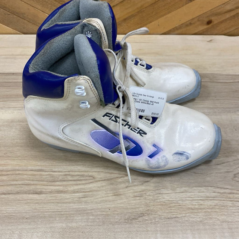 Fisher - XC Classic SNS Profil SKi Boots: White/Blue-unisex-40