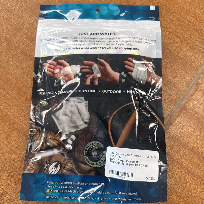 EZ- Towel- Compact Disposable Wipes: --50 Towels