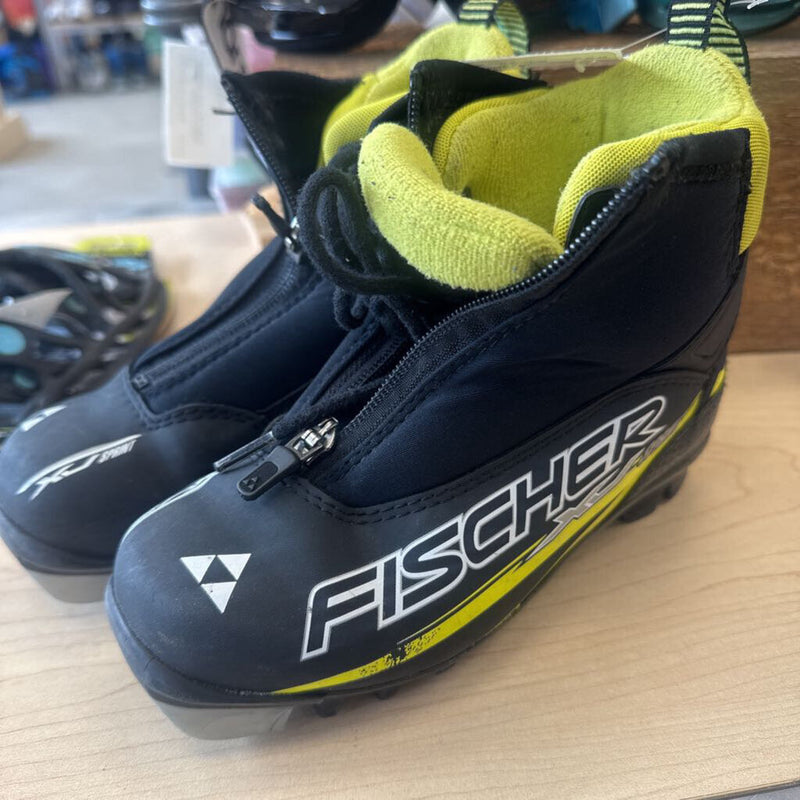 Fischer - Kids XJ-Sprint NNN XC Ski Boots - MSRP $119: Black Yellow -children-32