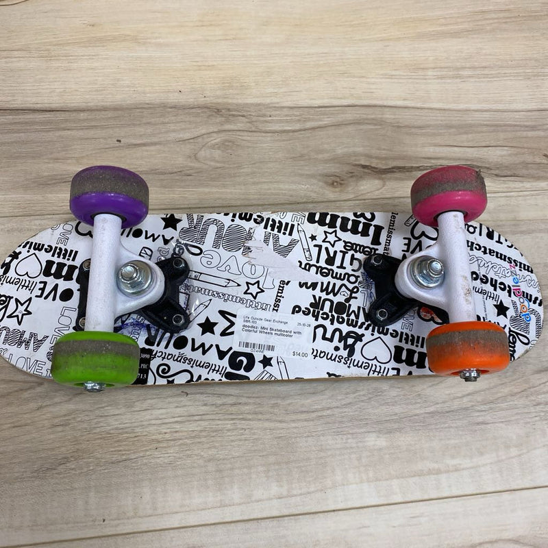 doodlez- Mini Skateboard with Colorful Wheels: multicolor-unisex-