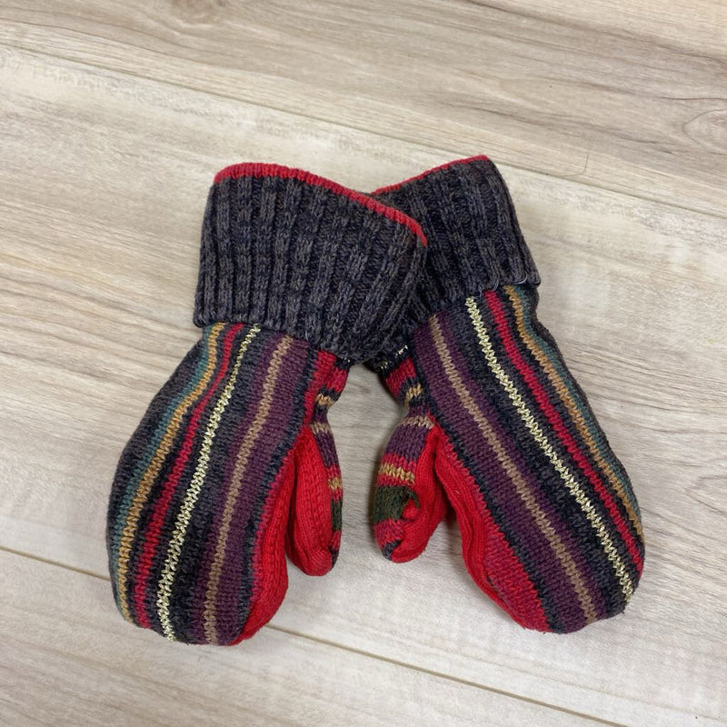 Fleece Lined Sweater Knit Mitts : red-children-