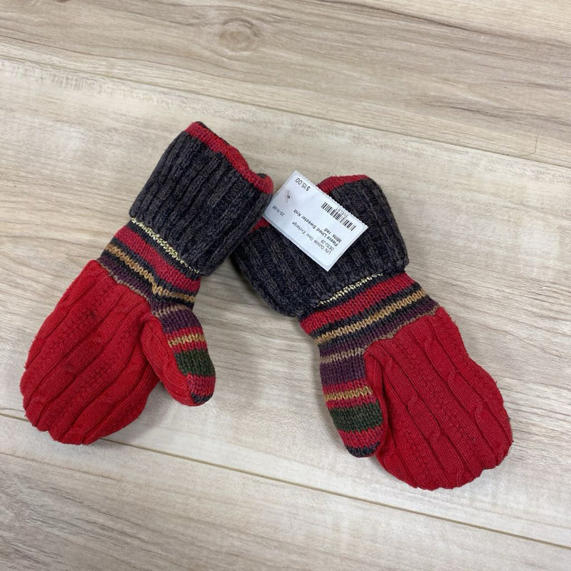 Fleece Lined Sweater Knit Mitts : red-children-