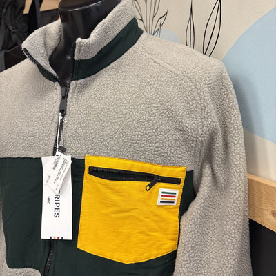 Stripes HBC - Men's Fleece - MSRP $188: Grey/Green/Yellow-men-XL