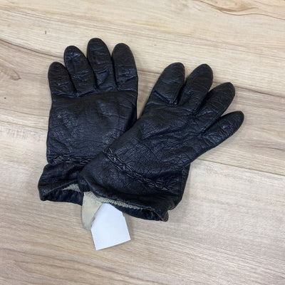 Black Leather Gloves: black-unisex-sm