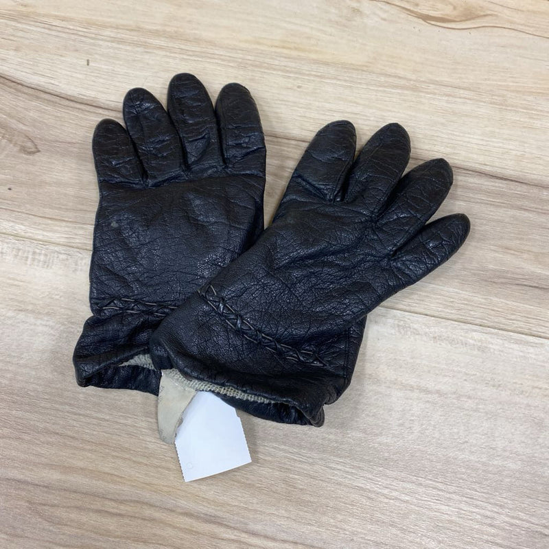 Black Leather Gloves: black-unisex-sm