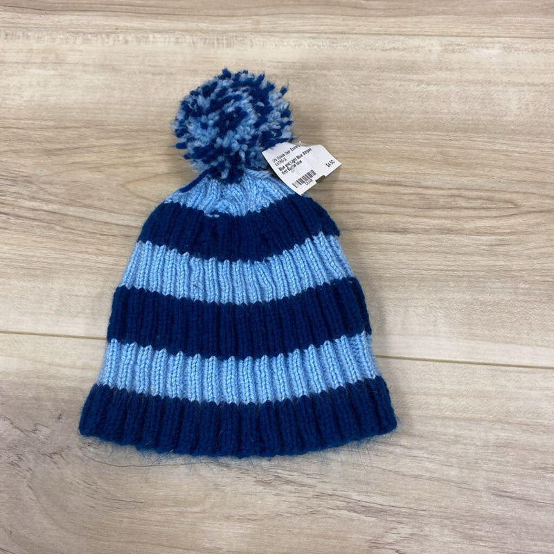 Blue and Light Blue Striped Knit Beanie: blue-unisex-