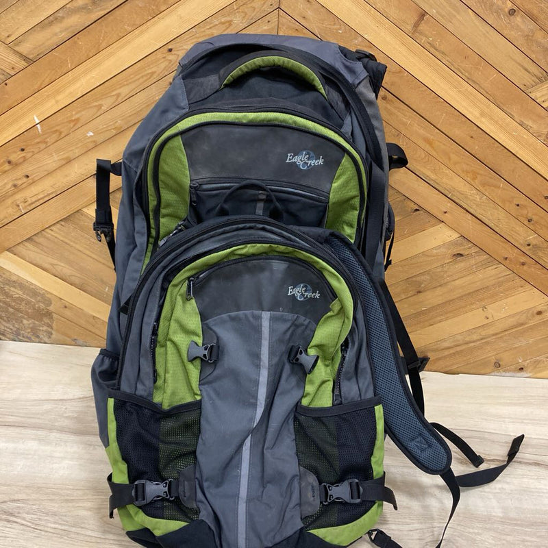 Eagle Creek Multi-Functional Backpack: Black/Green-unisex-