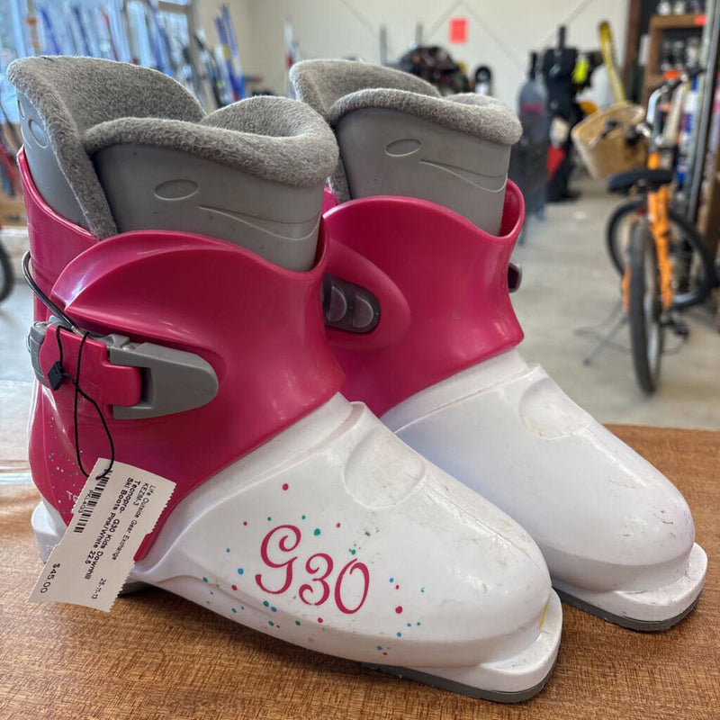 Tecnopro- G30 Kids Downhill Ski Boots: Pink/White-children-22.5