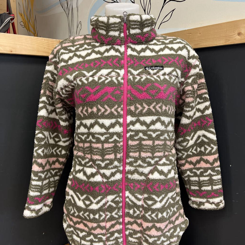 Columbia - Youth West Bend Printed Full-Zip Fleece Jacket - MSRP $70: Pink/Brown/White-children-XL (18/20)