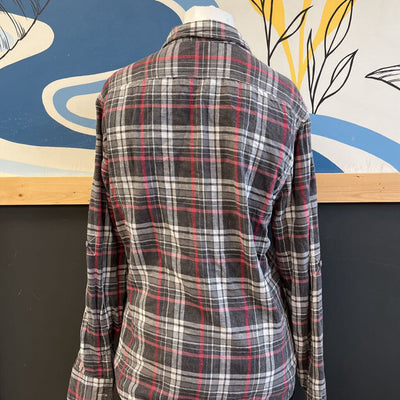 Superdry - Women's Cotton-Blend Plaid Lined L/S Shirt - MSRP $130: Grey/Pink/White/Maroon-women-MD