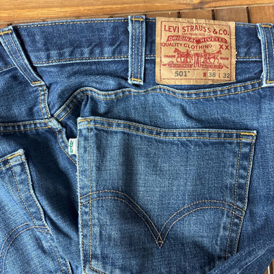 Levi's - Men's Button Fly 501 Jeans- MSRP $ 99: blue-men-