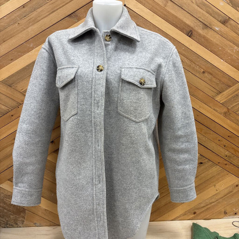 Jackson Rowe Gray Flannel Coat: gray-women-SM