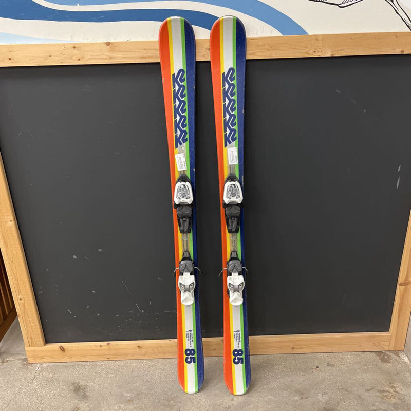 K2- Shreditor 85 JR down hill ski - Marker Bindings: Orange Green Blue --139cm