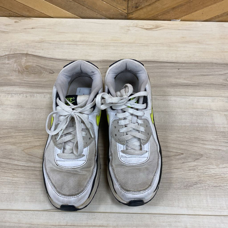 Nike - Air Max 90 Youth Running Shoes- MSRP $110 : White/Black/Yellow-unisex-6.5Y