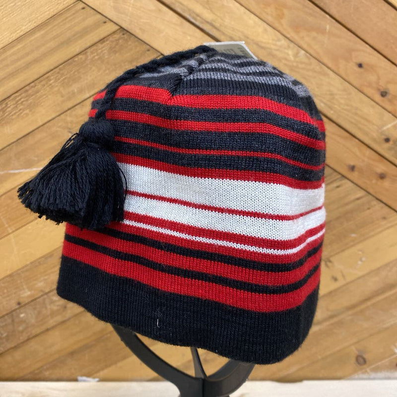 Smartwool- Adult Striped Knit Beanie Hat- MSRP $40: Red, Black, Grey-unisex-