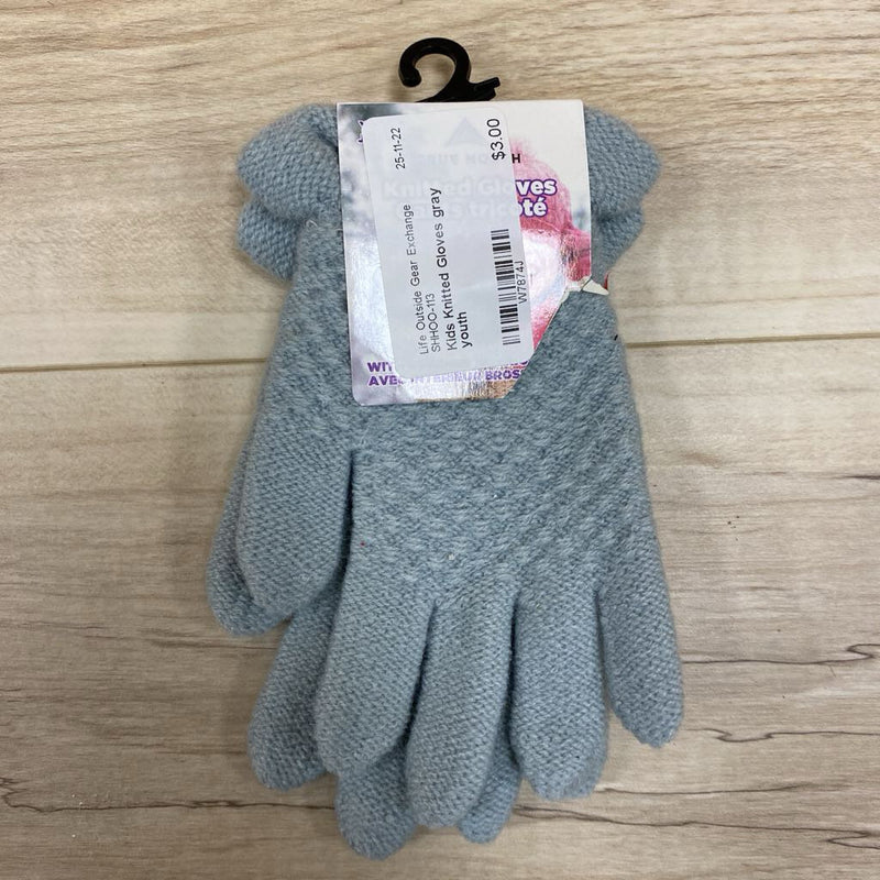 Kids Knitted Gloves: gray-children-youth