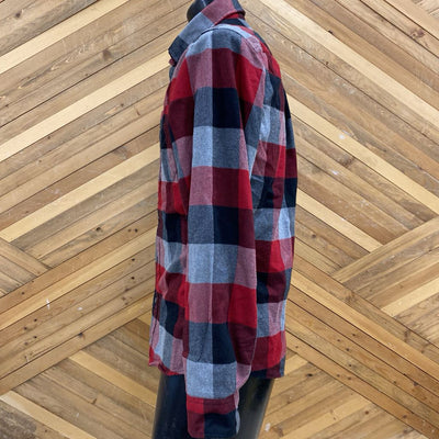 Eddie Bauer - Men's Classic Fit L/S Flannel Button-Down Shirt - MSRP $108: Red/Black/Grey-men-SM