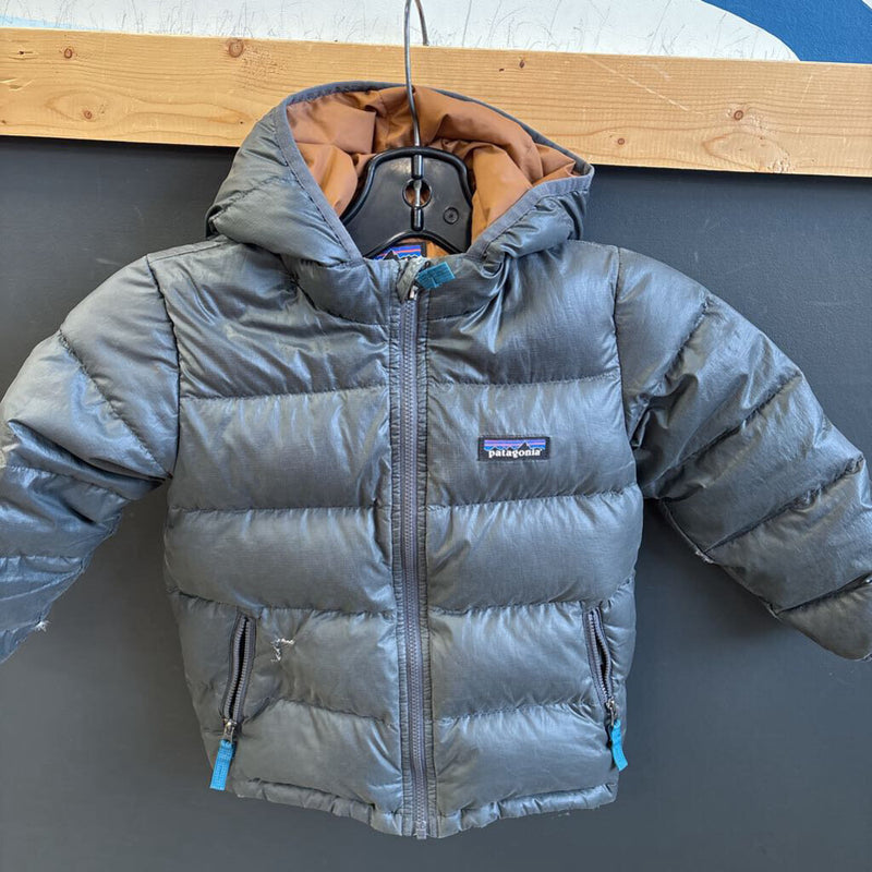 Patagonia - Baby Hi-Loft Down Sweater Hoody- MSRP $189: Grey/Brown-children-3T