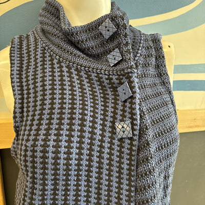 Habitat - Woman's Knit Vest - MSRP compared $120: Black/Blue-women-MD