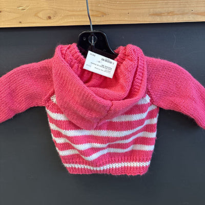 Infant Knit Button Up Sweater: Pink/White-infant-18M