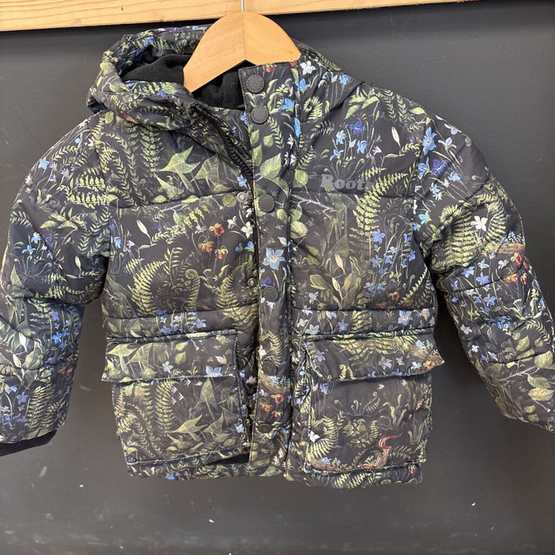 Roots - Kids Puffer Jacket with Floral Print- MSRP $128 : Black-children-4T