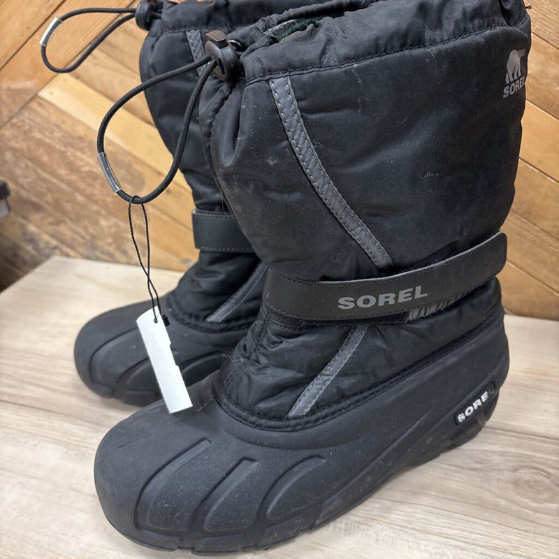 Sorel- Youth Black Insulated Winter Boots- MSRP $110: black-children-6