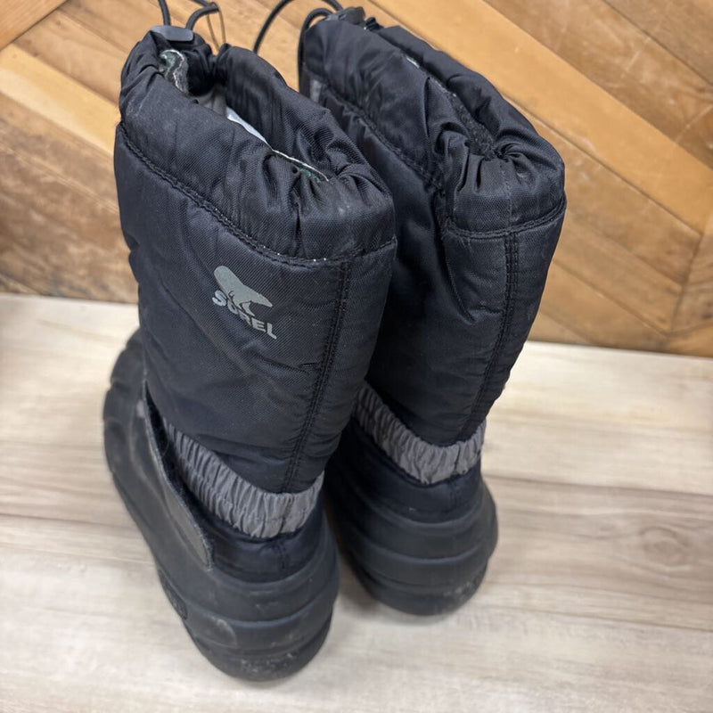 Sorel- Youth Black Insulated Winter Boots- MSRP $110: black-children-5Y