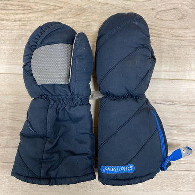 Hot Paws - Kids' Zip Winter Mittens: Dark Blue/Grey-children-4-6T