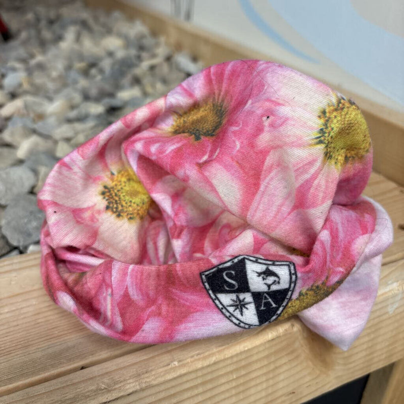 SA- Pink Daisy Print Neck Gaiter: pink-unisex-