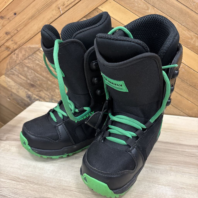 Firefly - Youth Snowboard Boots: black and green-unisex-3Y