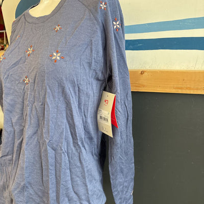 Kari Traa - Women's Summer Wool L/S Top - MSRP $100: Blue-women-XL