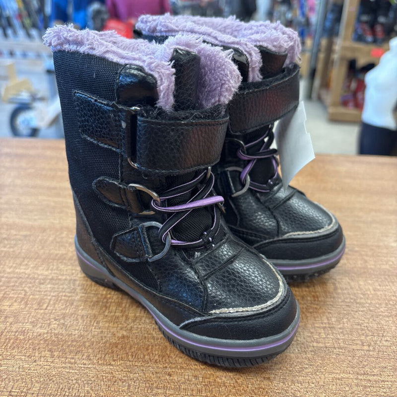 Toddler Insulated Winter Boots for Children: black/purple-children-6T