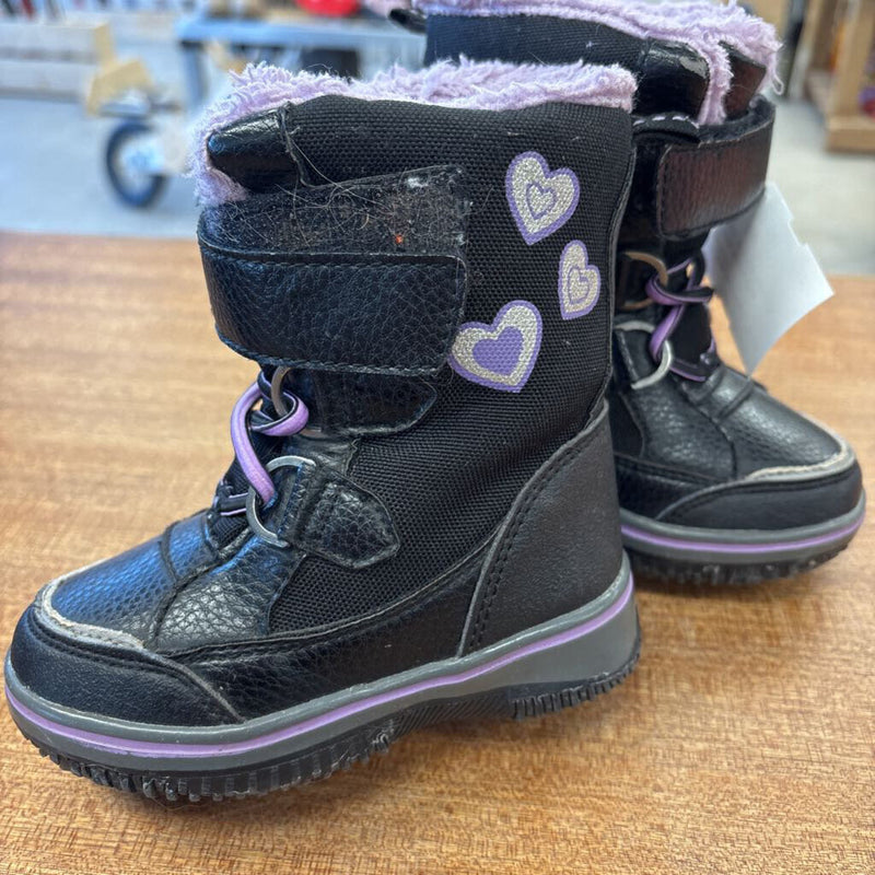 Toddler Insulated Winter Boots for Children: black/purple-children-6T