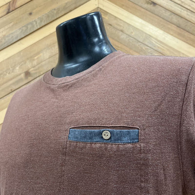 Ten Tree- Men's Brown T-Shirt with Button Detail- MSRP $45 : brown-men-MD