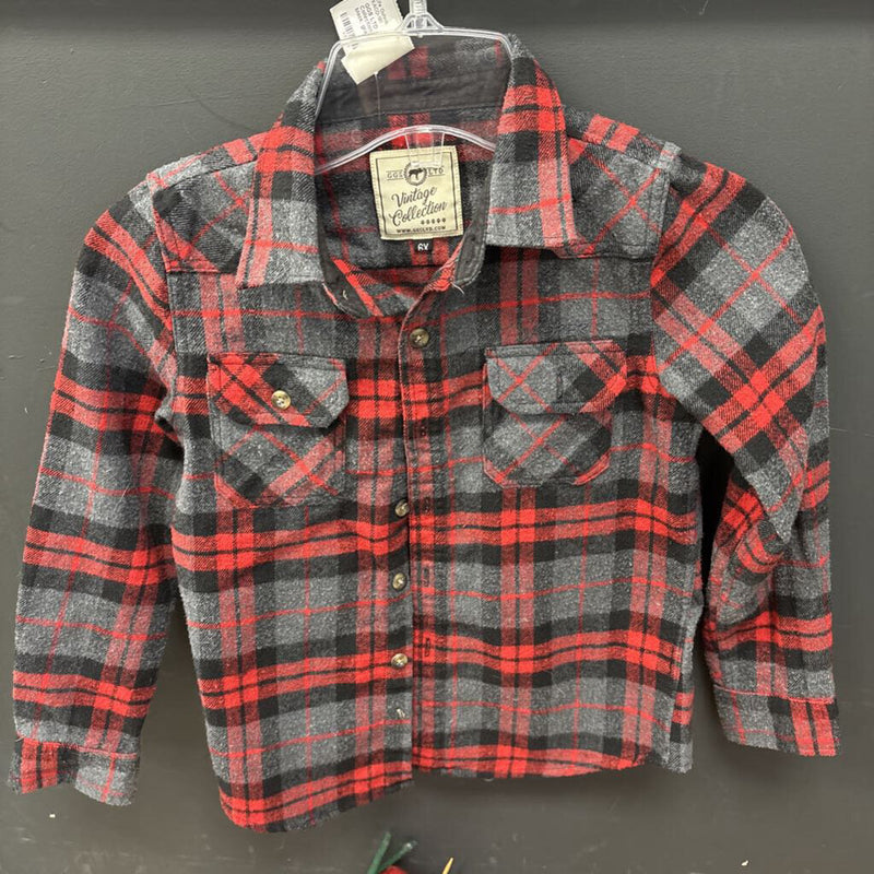 GGS LTD - Kids Vintage Collection Flannel Shirt: red, black, gray-children-6X