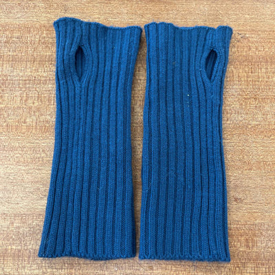 Wrist Warmers/Fingerless Gloves with Button Details: Dark Blue-unisex-